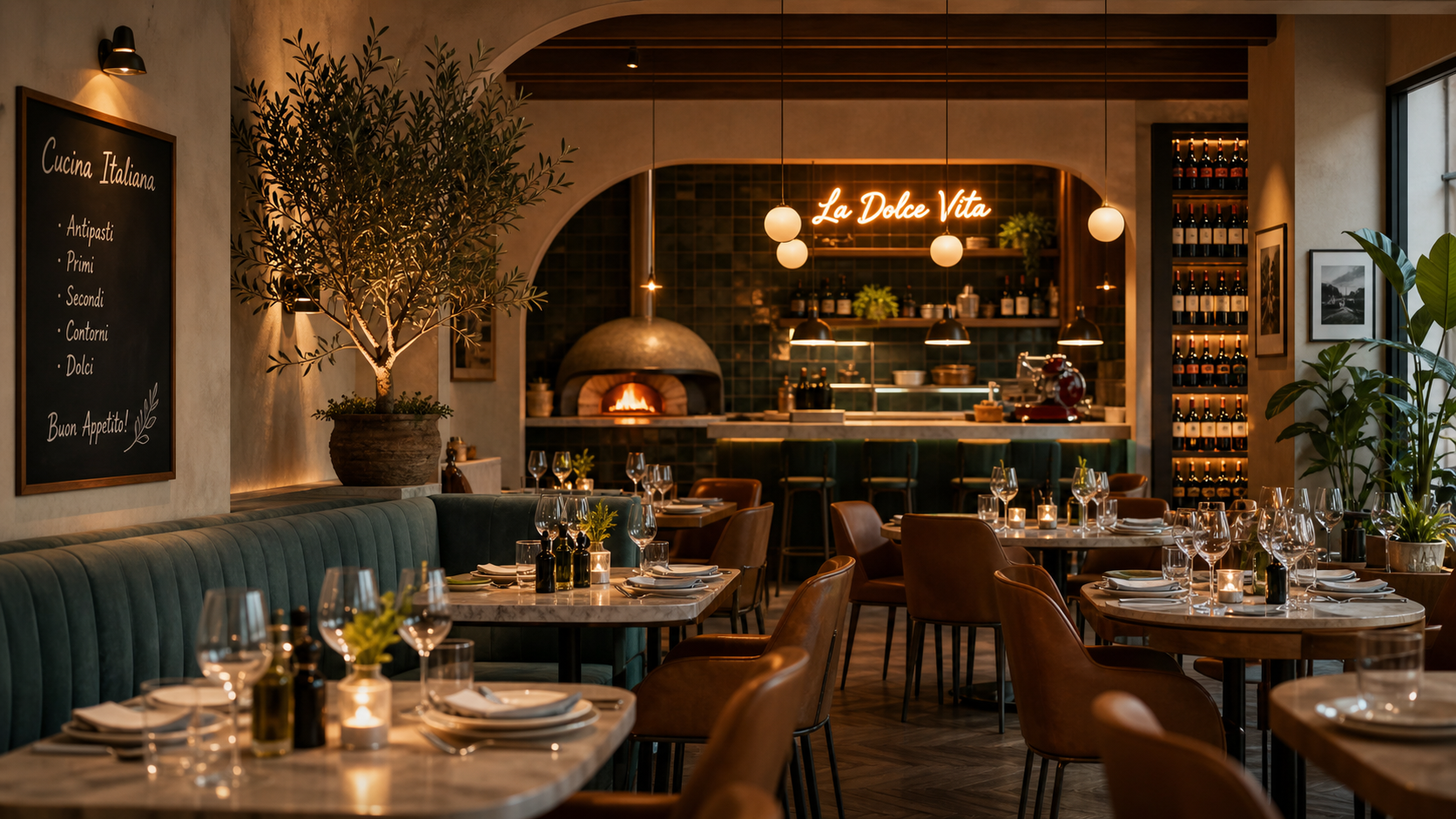 Elegante interno di un ristorante italiano